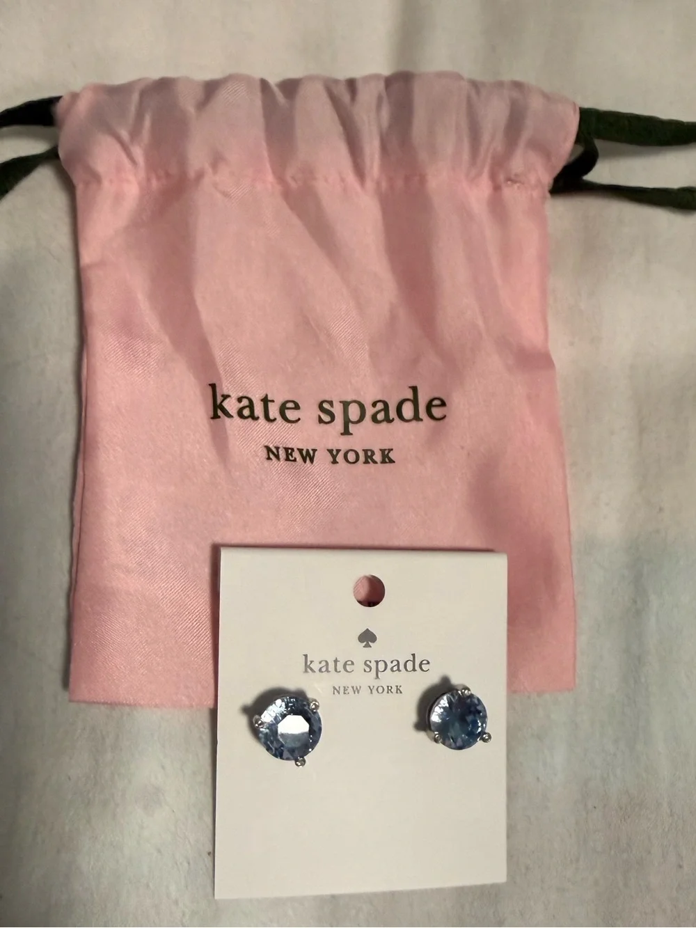 kate spade Light Blue Crystal Stud Earrings with with Dust Bag! NWT